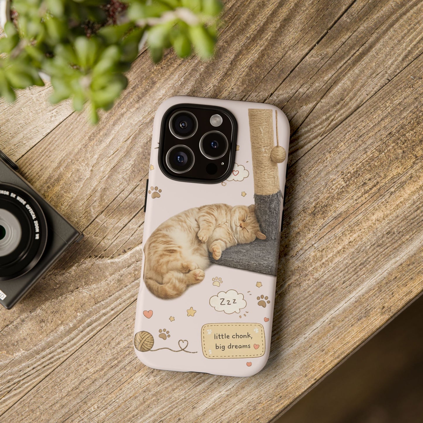 Cat Nap Phone Case — "little chonk, big dreams" Cute Sleeping Kitten Protective iPhone Cover