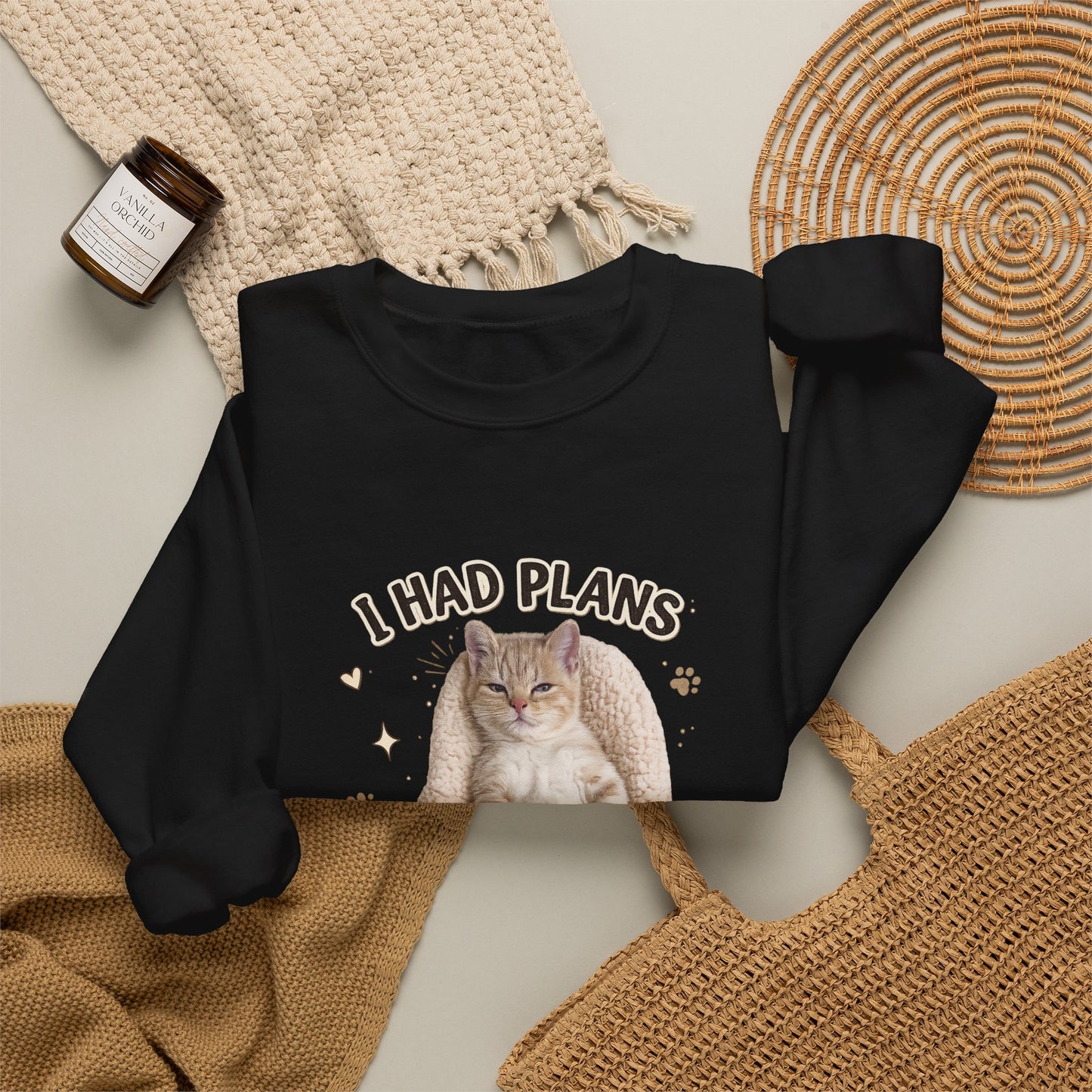 Cat Nap Sweatshirt — "I Had Plans Then I Took a Nap" Cozy Crewneck