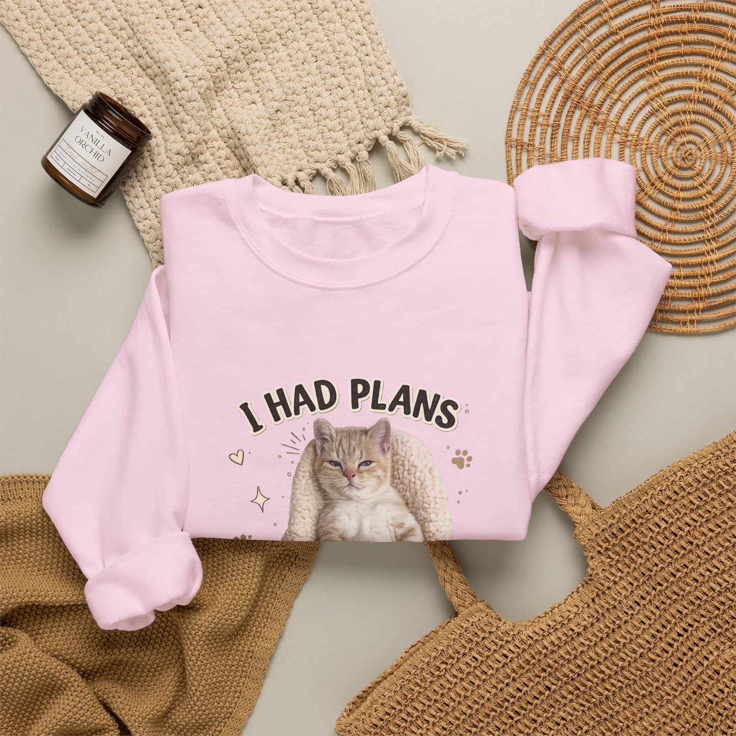 Cat Nap Sweatshirt — "I Had Plans Then I Took a Nap" Cozy Crewneck