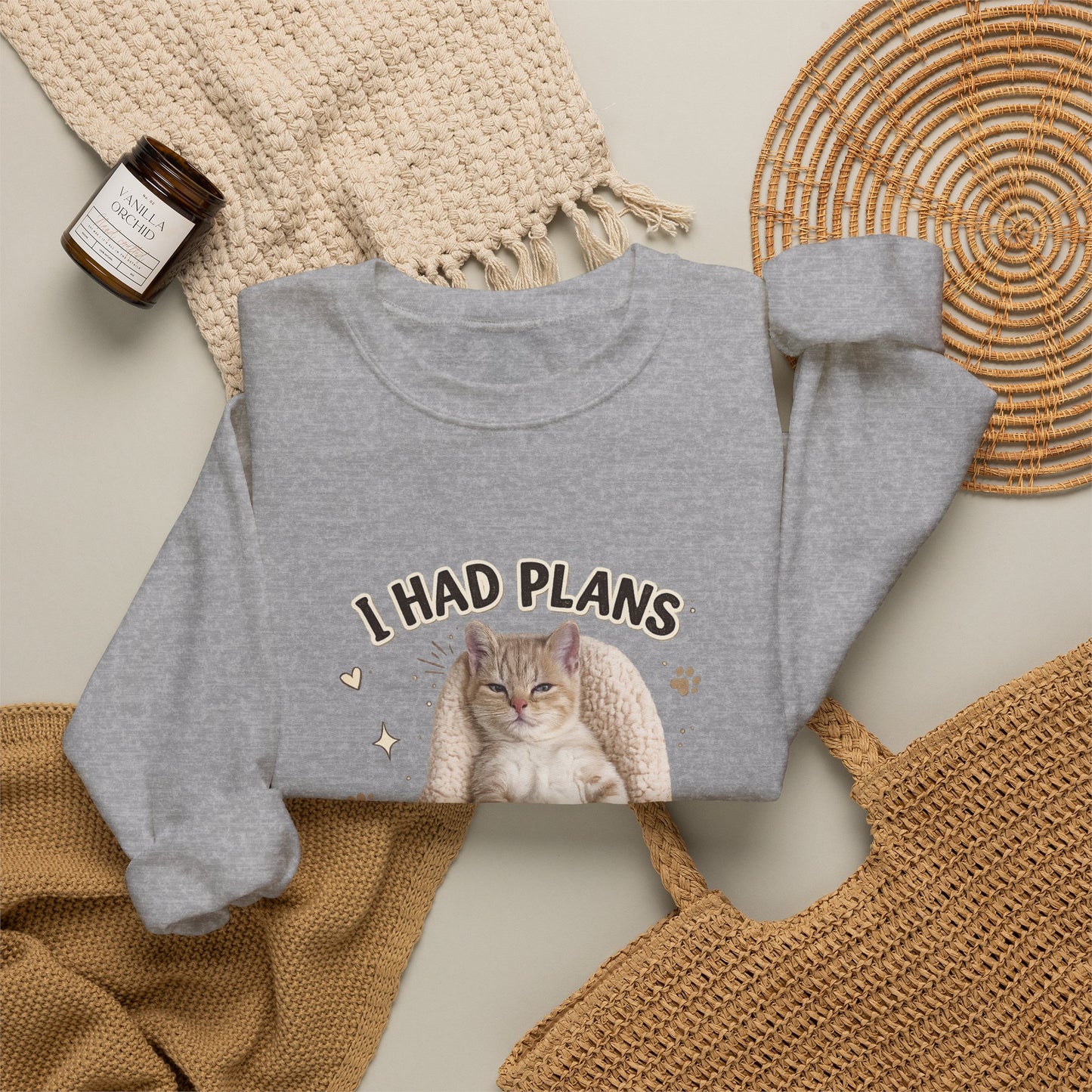 Cat Nap Sweatshirt — "I Had Plans Then I Took a Nap" Cozy Crewneck