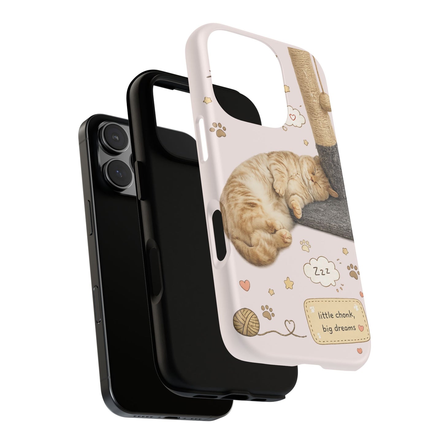 Cat Nap Phone Case — "little chonk, big dreams" Cute Sleeping Kitten Protective iPhone Cover