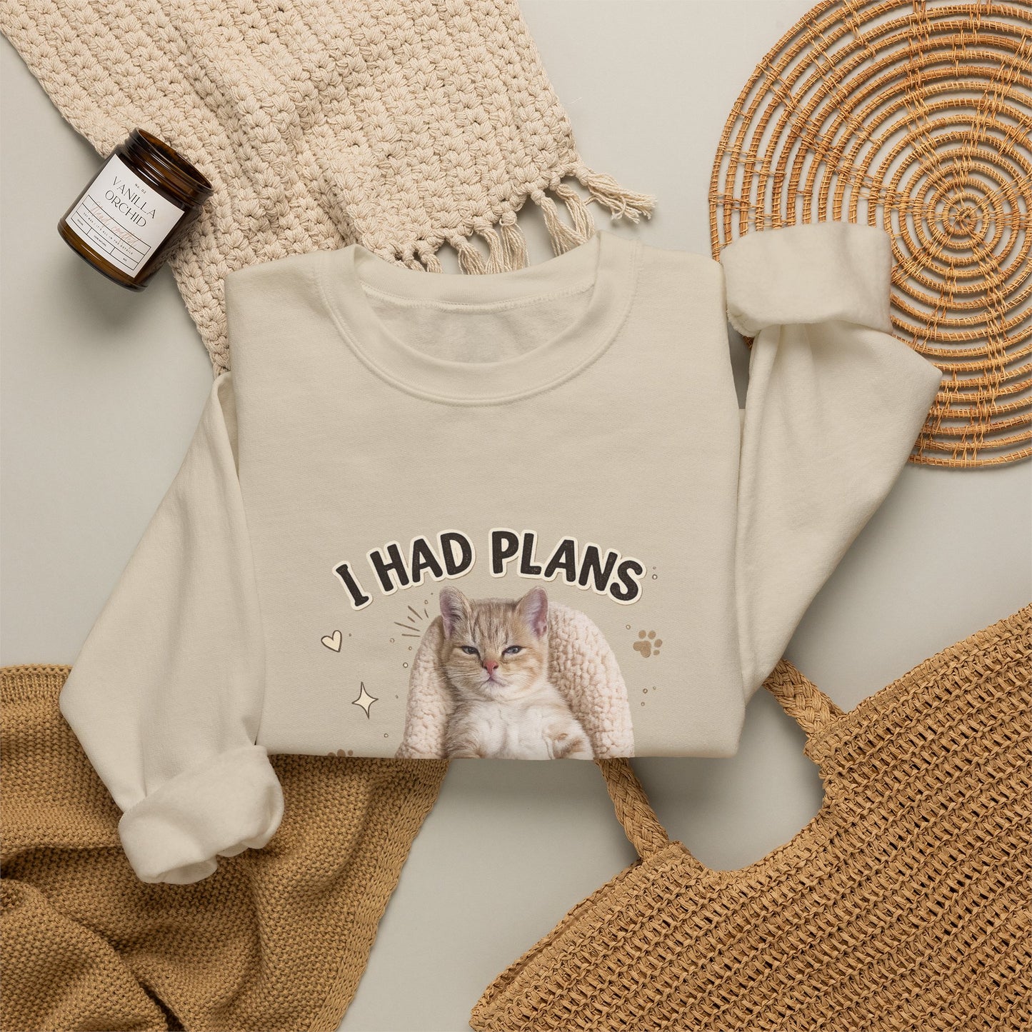 Cat Nap Sweatshirt — "I Had Plans Then I Took a Nap" Cozy Crewneck