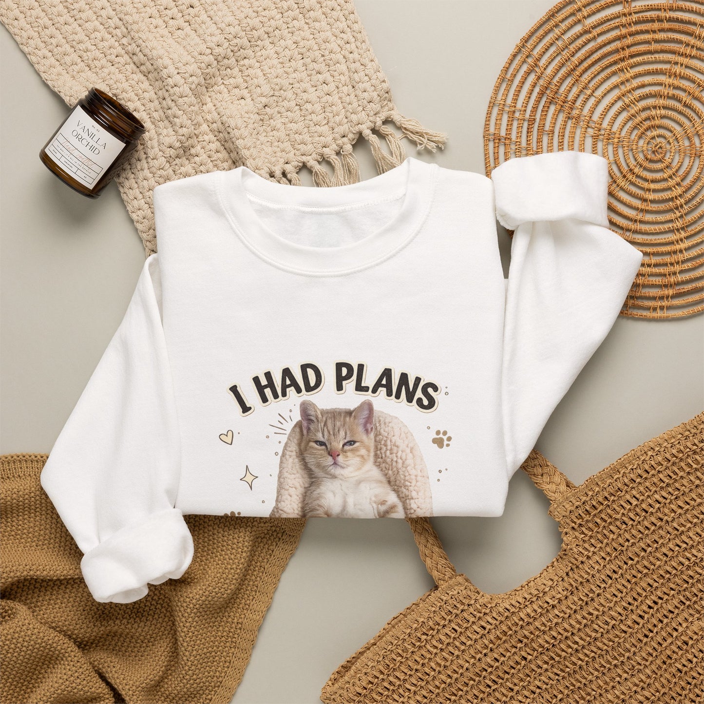 Cat Nap Sweatshirt — "I Had Plans Then I Took a Nap" Cozy Crewneck