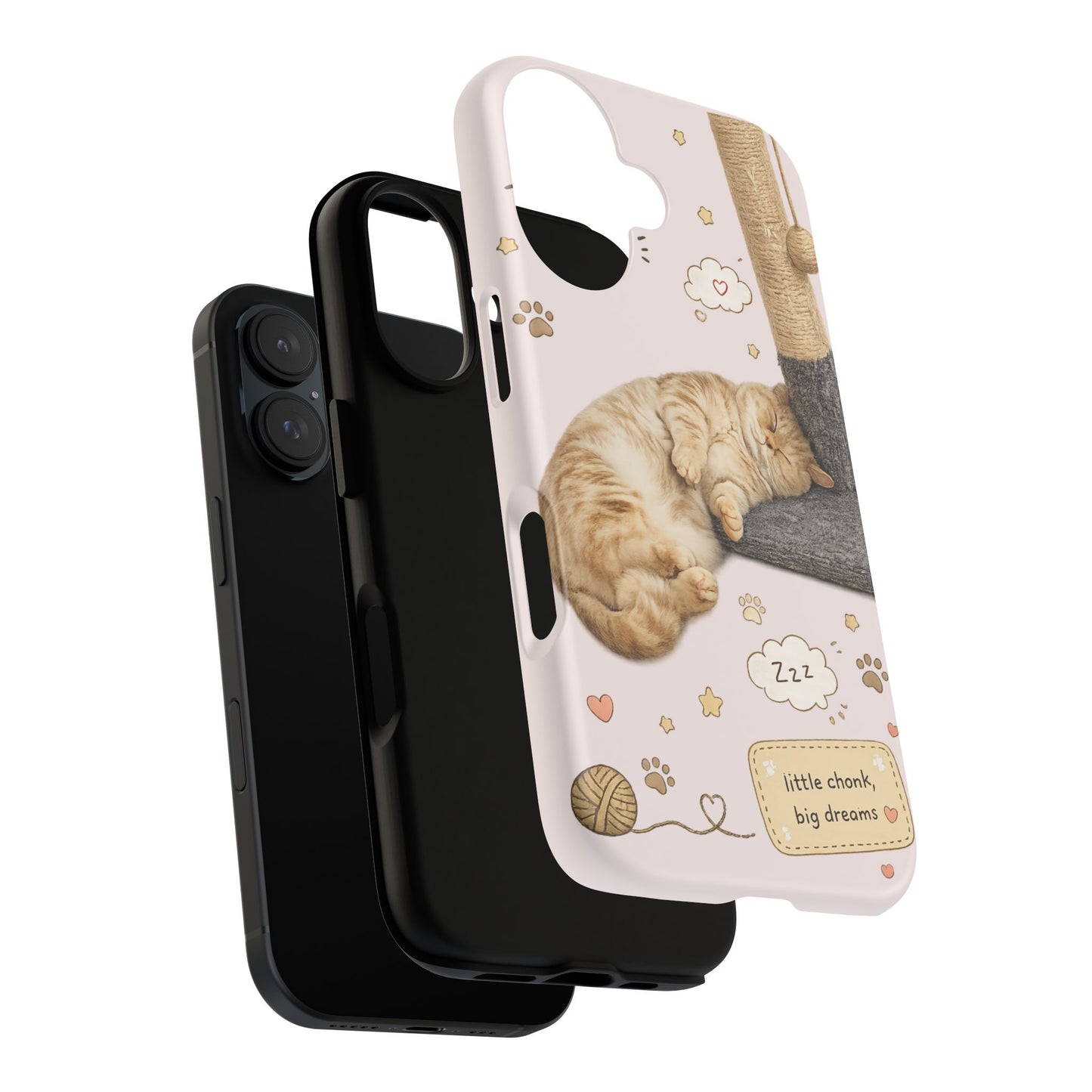 Cat Nap Phone Case — "little chonk, big dreams" Cute Sleeping Kitten Protective iPhone Cover