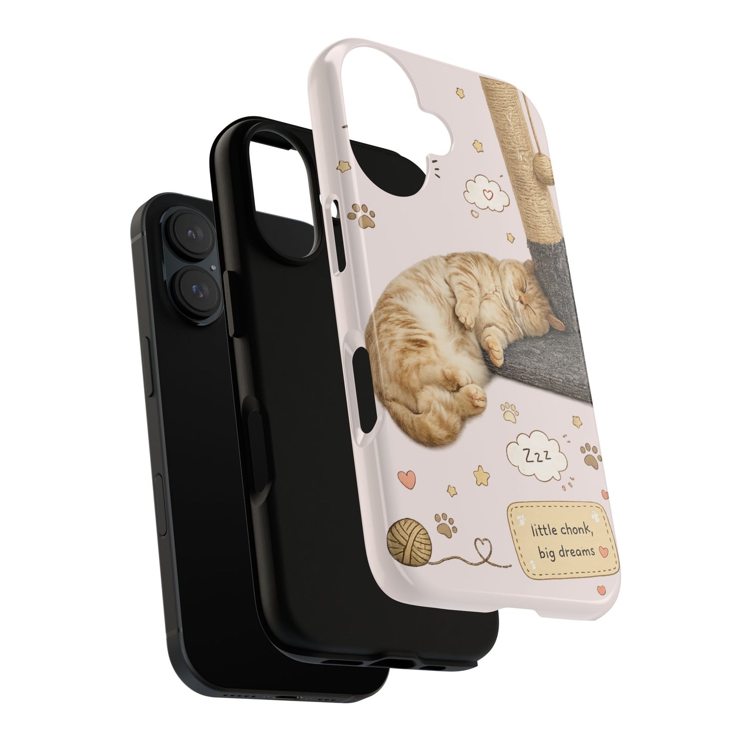 Cat Nap Phone Case — "little chonk, big dreams" Cute Sleeping Kitten Protective iPhone Cover