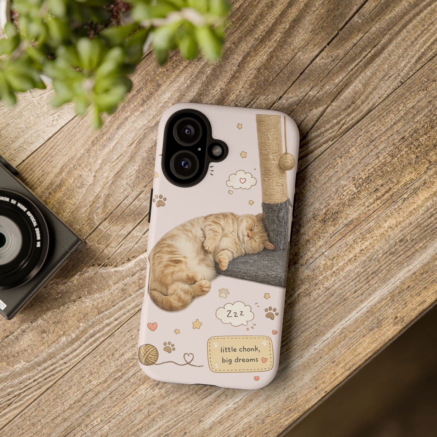 Cat Nap Phone Case — "little chonk, big dreams" Cute Sleeping Kitten Protective iPhone Cover