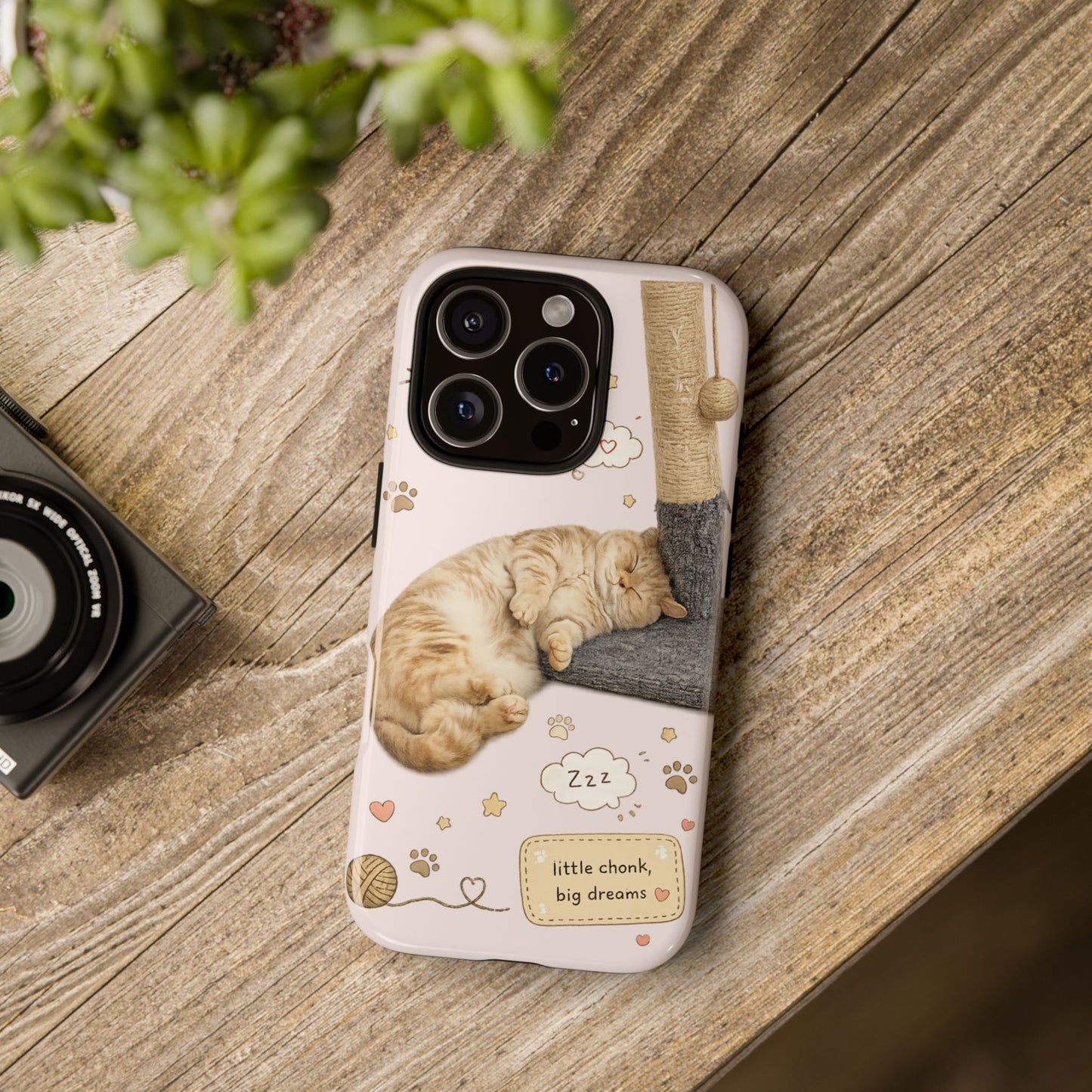 Cat Nap Phone Case — "little chonk, big dreams" Cute Sleeping Kitten Protective iPhone Cover