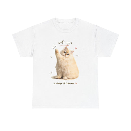 Soft Girl Cat T‑Shirt — Cute Fluffy Kitten “soft girl” Graphic Tee