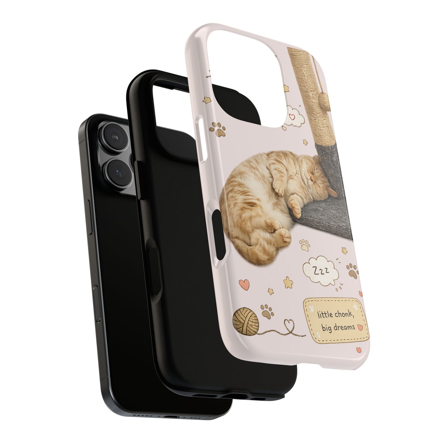 Cat Nap Phone Case — "little chonk, big dreams" Cute Sleeping Kitten Protective iPhone Cover