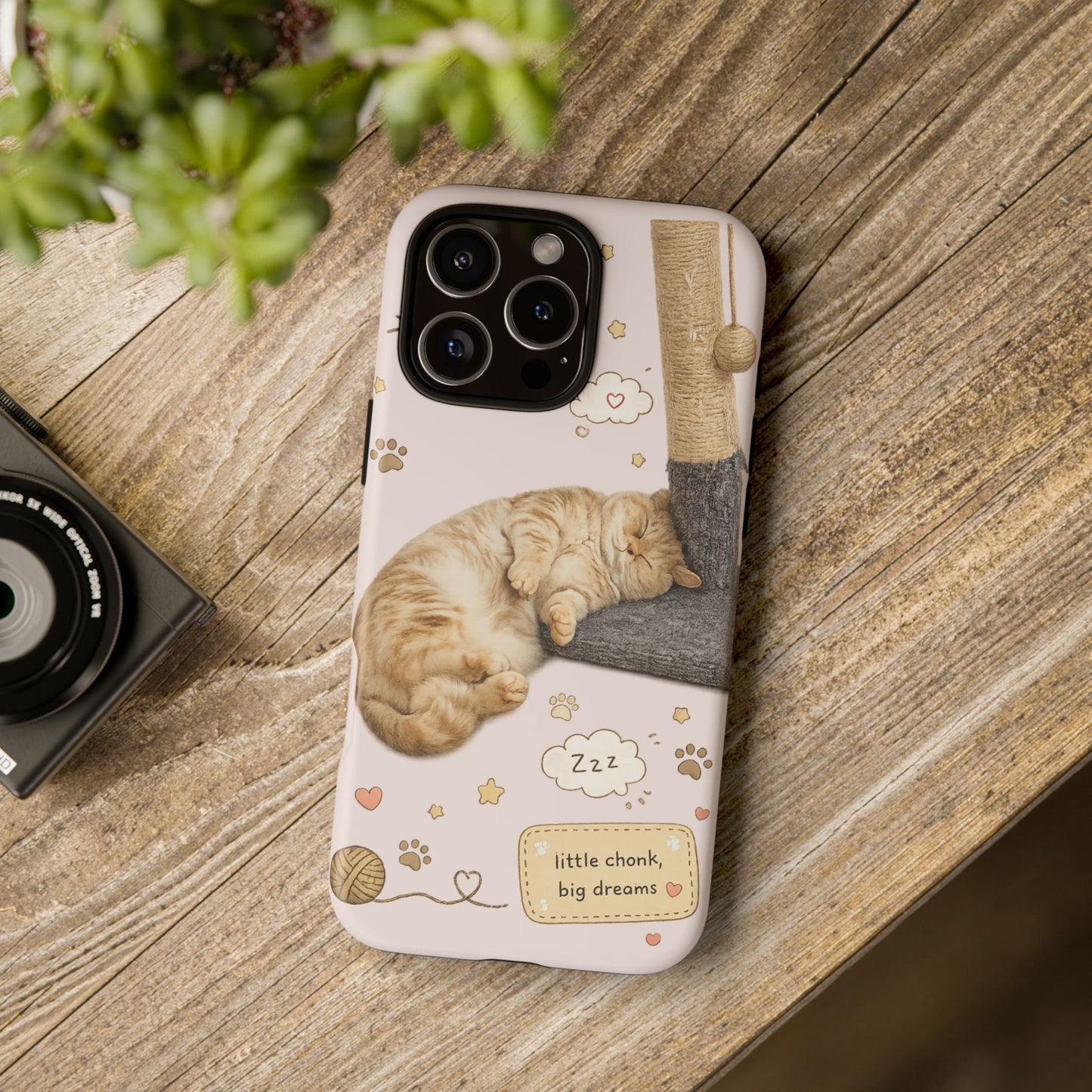 Cat Nap Phone Case — "little chonk, big dreams" Cute Sleeping Kitten Protective iPhone Cover